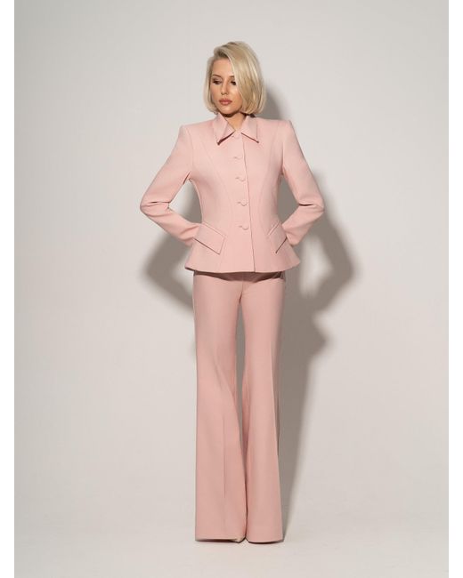 Tia Dorraine Pink Flared Trousers With Adjustable Waist