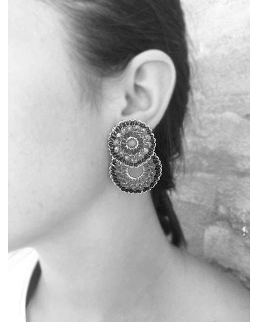 Lavish by Tricia Milaneze Metallic Neutrals Clear & Gush Small Handmade Crochet Earrings