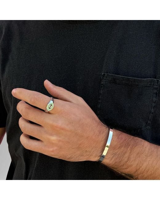 Nialaya White Open Cuff Bangle for men