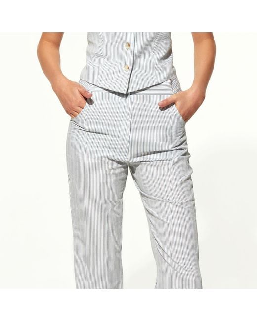 NAZLI CEREN Gray Doxy Flared Cotton Trousers