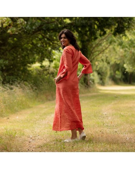 Antra Designs Red Maxi Linen Tangerine
