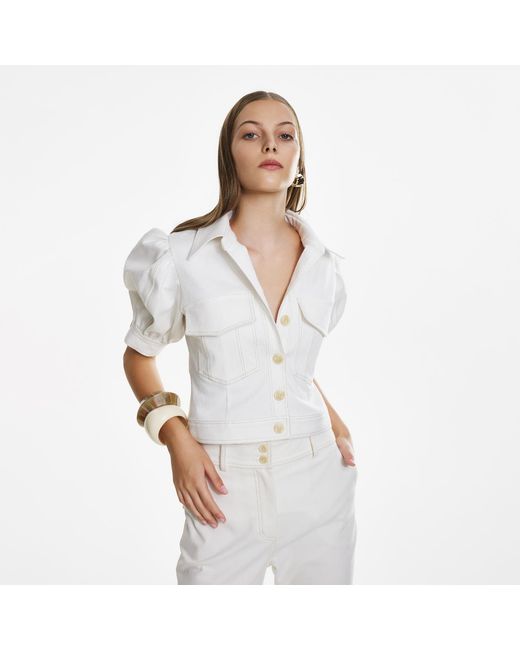 Lita Couture Metallic Topstitch Detail Shirt
