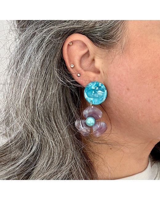 CLOSET REHAB Blue Pearl Water Poppy Drop Earrings