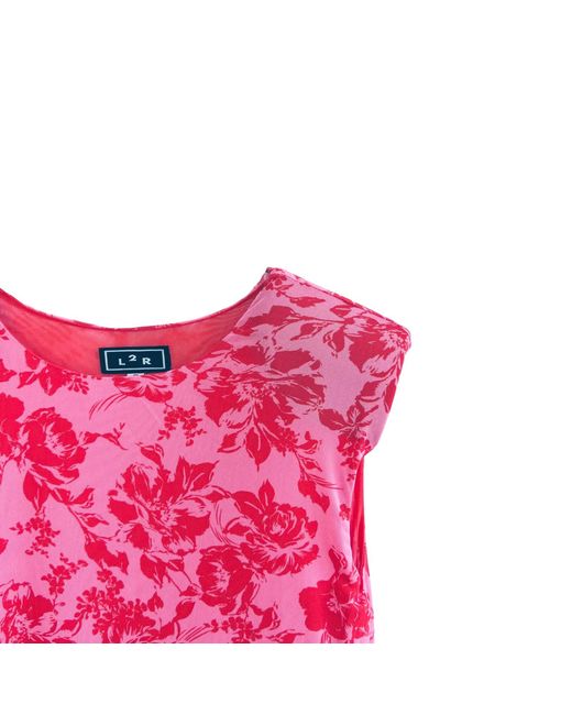 L2R THE LABEL Pink Shoulder Pad Printed Mesh Dress