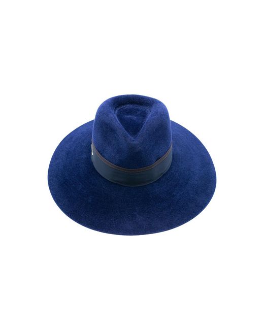 DORIA 1905 Blue Wide-Brim Velour Lapin Felt Hat