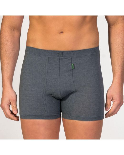 Zd - Zero Defects Gray Helios Fly Front Boxer Egyptian Cotton for men