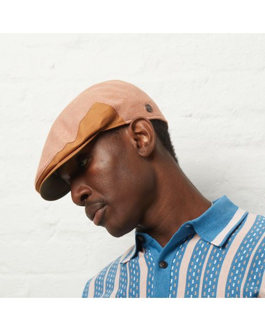 Dasmarca Hats Brown Dasmarca Brody Terracotta Cotton Summer Flat Cap With Bright Coloured Under Peak for men