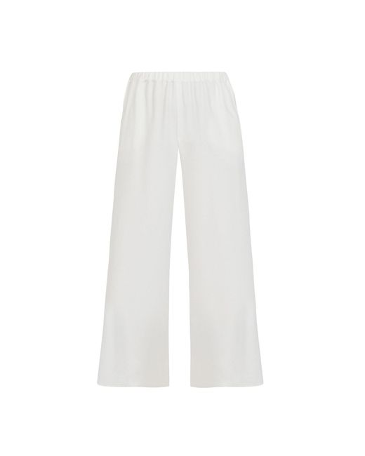 Avenue 8 White High Waist Silk Pants