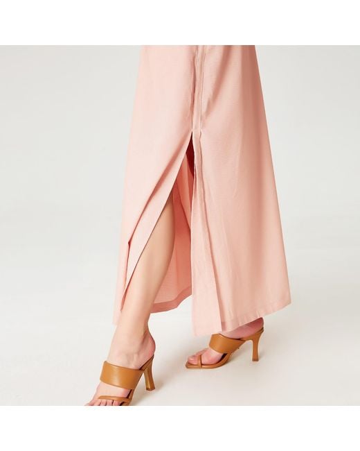Smart and Joy Pink Long Minimalist Shirt Dress