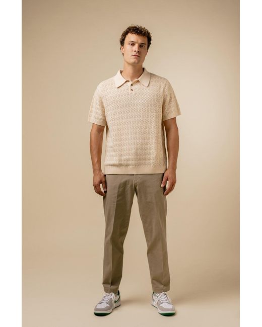 FELLA SWIM Multicolor Neutrals Lionel Creme Knitted Polo for men