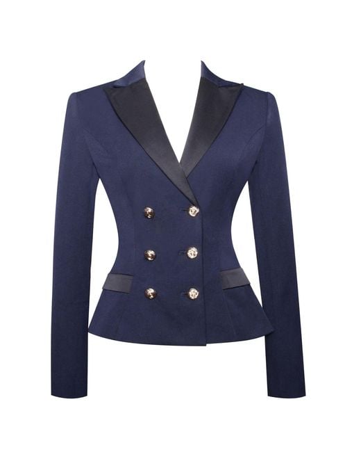 Miss Circle New York Blue Nasia Double Breast Backless Blazer