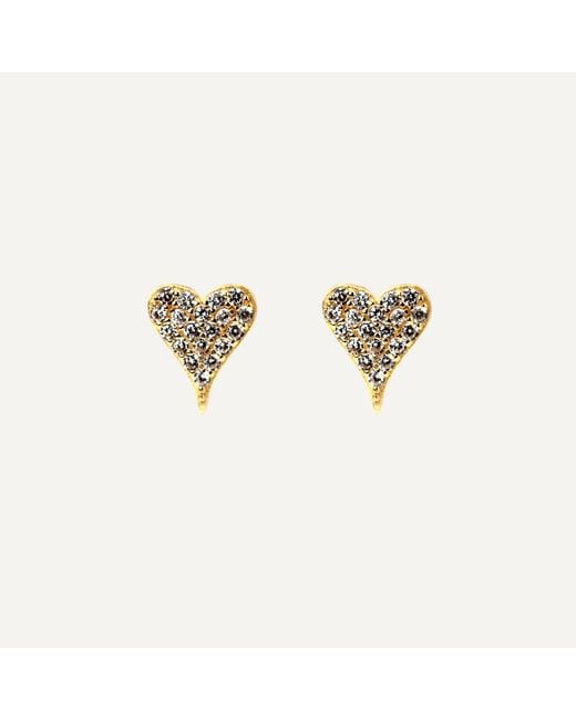 VicStoneNYC Fine Jewelry Metallic Natural Diamonds Heart Solid Earrings