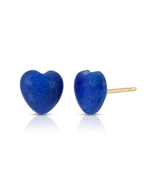Heather Hawkins Jewelry Blue Lapis Lazuli Tiny Heart Gemstone Stud Earrings