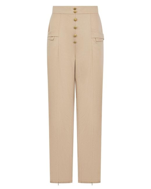 K-Win London Natural Neutrals Elegant High-Waist Wide-Leg Trousers With Adjustable Slits