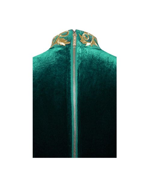 Miss Circle New York Green Zenaida Emerald Cutout High Slit Velvet Gown