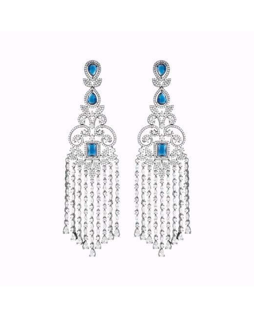 Meraki by Rashmi Bajaj Blue Antoine De Boucles Cubic Zirconia Earrings