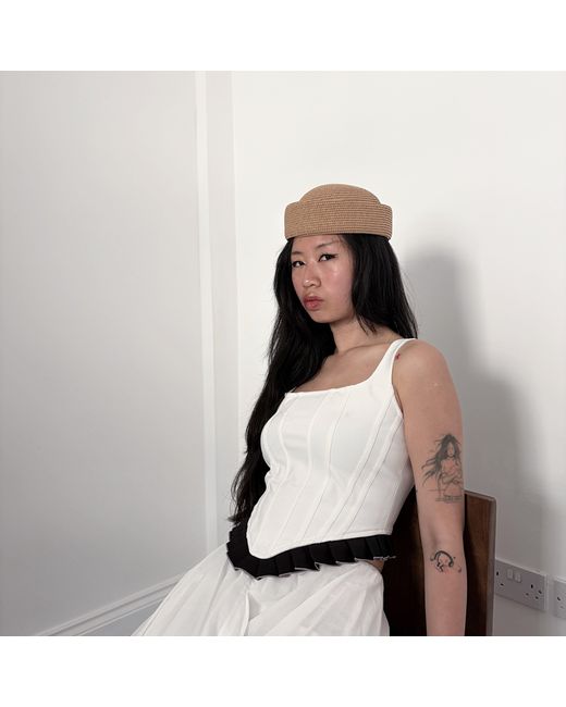 London Atelier Byproduct Brown Neutrals Natural Straw Pillbox Hat