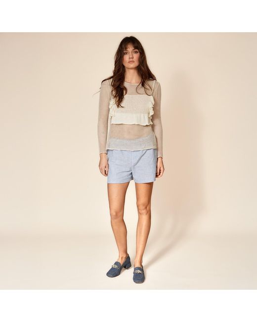 Gunda Hafner Ltd Natural Neutrals Soft Lace Knit Detail Top