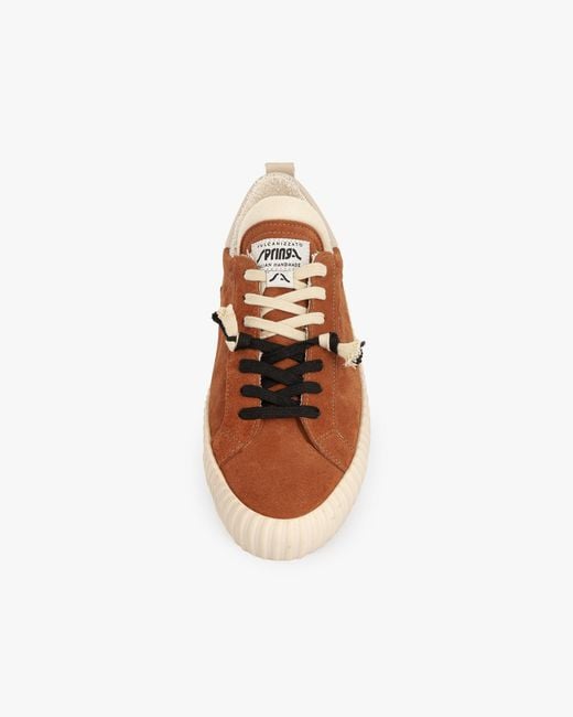 Springa | Unique Vulcanized Sneakers Italian Handmade Brown Wavy Suede Terracotta Sneakers for men