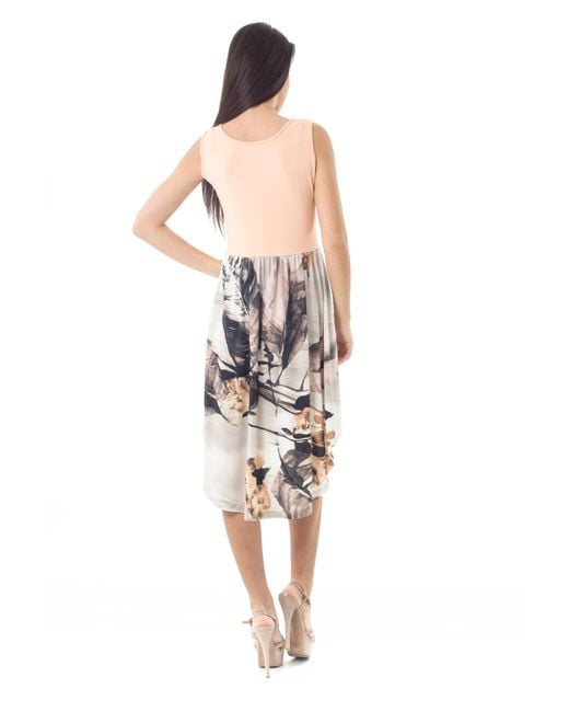 Conquista White Print High Low Hem Dress