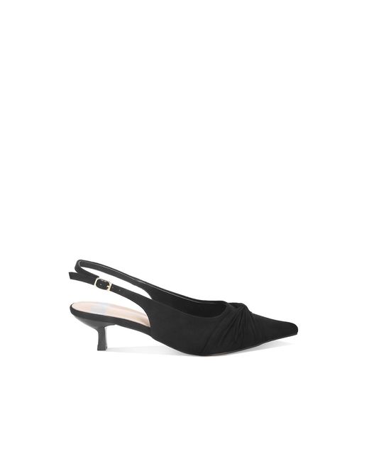 Rag & Co Black Salvia Ruched Pointed Toe Slingback Heels