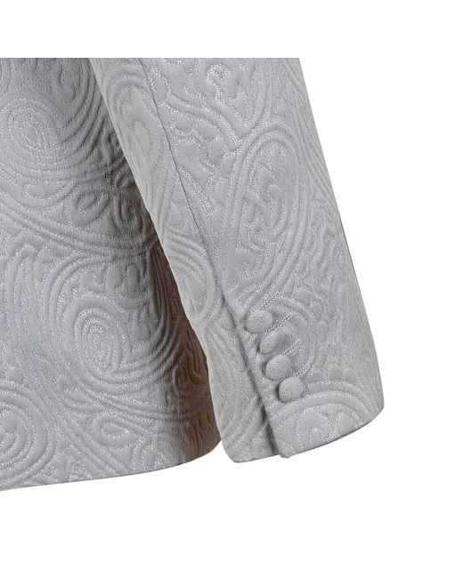 DAVID WEJ Gray Neutrals Kensington Double Breasted Shawl Lapel Jacquard Blazer for men
