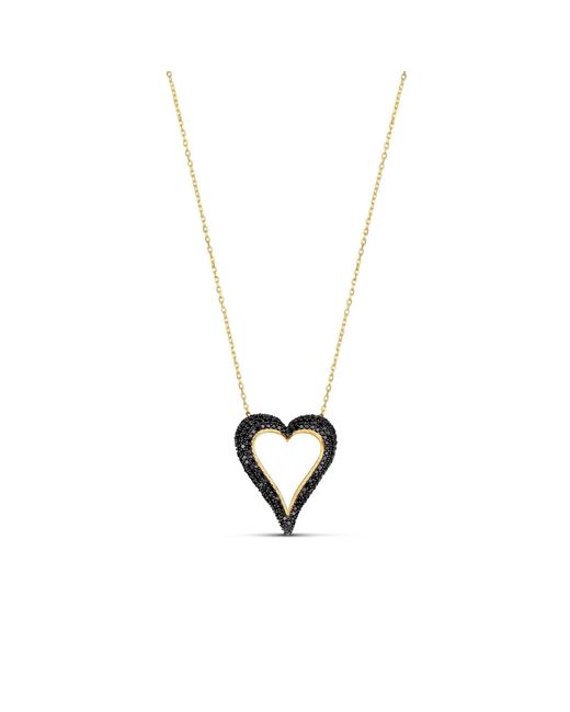 SHYMI Metallic Pave Cutout Wide Heart Necklace