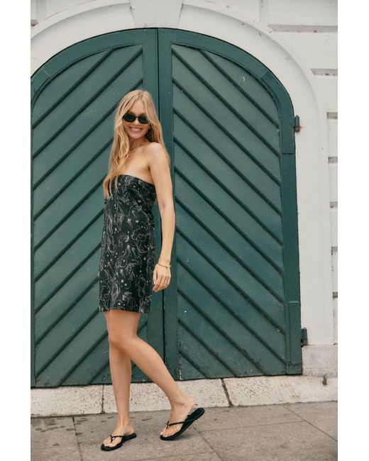 Lily Rou Lily Rou Silk Ray Bandeau Mini Dress in Black | Lyst