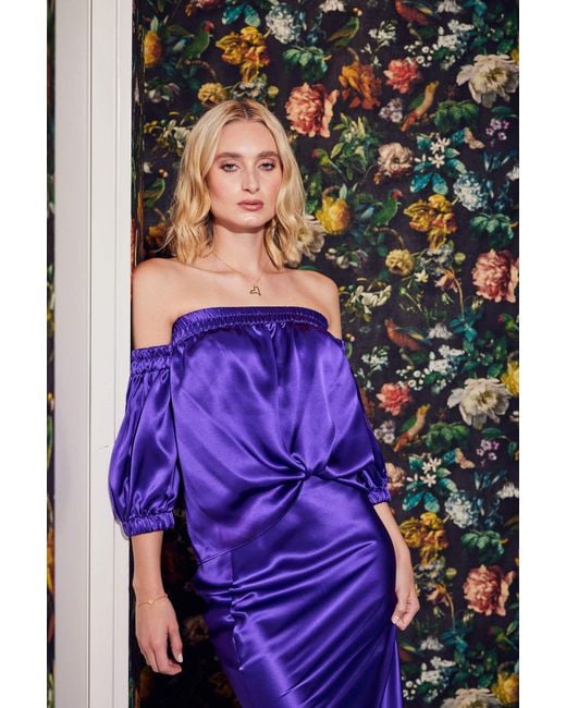 Lindsay Nicholas New York Purple Off The Shoulder Top