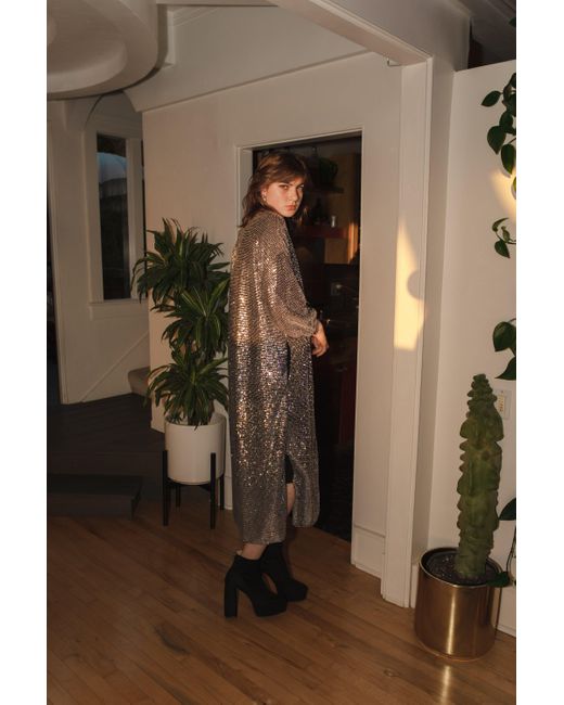 Jennafer Grace Gray Moonstone Noir Sequin Cocoon Jacket