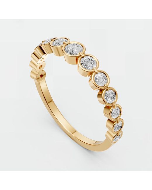 Aya Fine Jewelry Metallic Round Graduated Bezel Set Lab Diamond Eternity Anniversary Ring