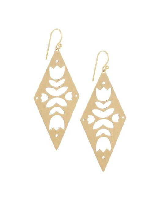 Saachi Metallic Diamond Drop Open Brass Earrings