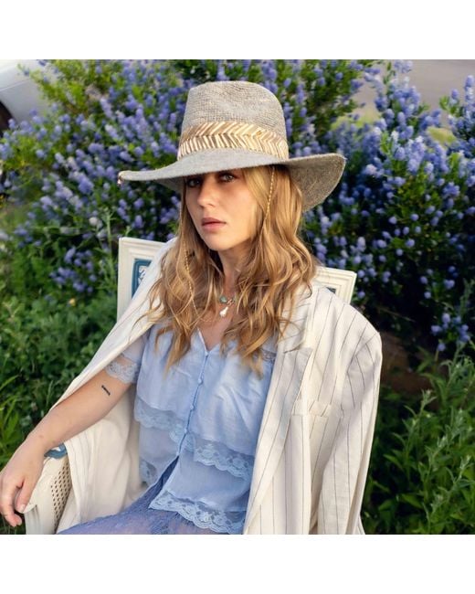 Shaded the Label Brown Willowmere Pebble Straw Fedora Hat