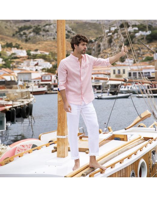 Haris Cotton Gray Linen Pants Marine for men