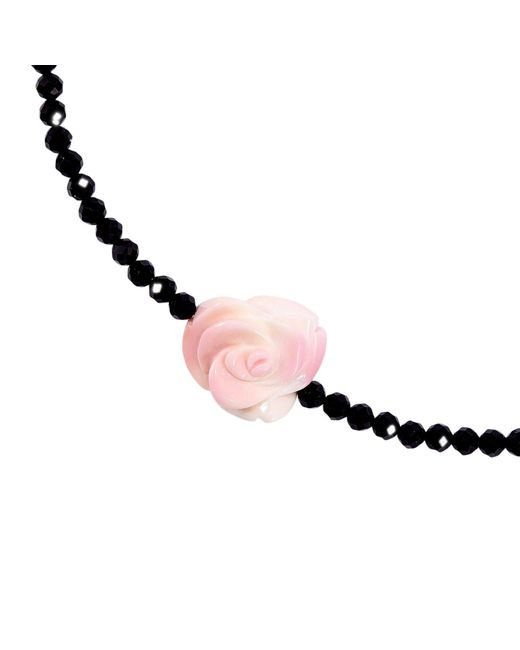 Mineralgems•Studio Metallic Onyx Choker With Shell Flower