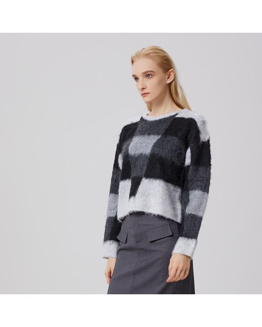 Smart and Joy Black Check Pattern Oversize Jumper