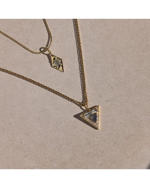 Zohreh White Limited Edition Diamond & Labradorite Triangle Pendant 9K