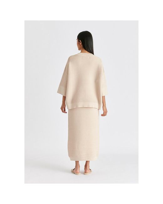 Paisie Natural Neutrals Ribbed Midi Skirt