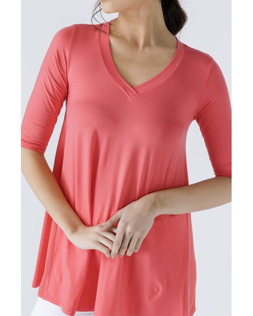 Conquista Pink V Neck Top With Crepe Detail