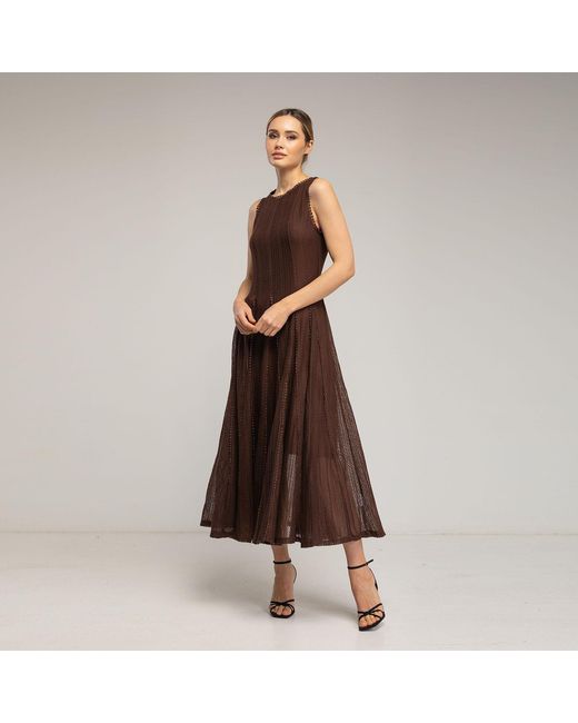 Tantra Spain Sl Brown Long Sleeveless Dress