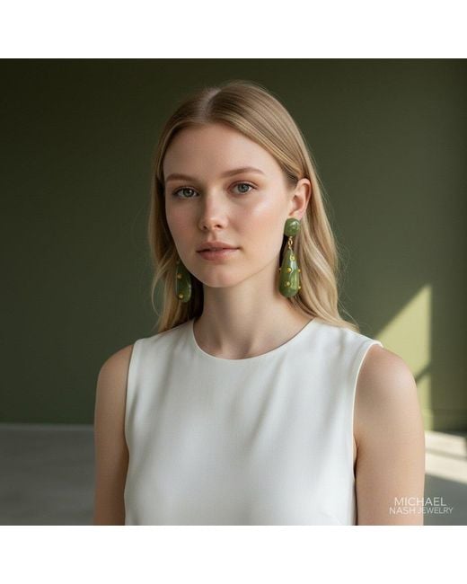 Michael Nash Jewelry Green Kathryn And Polka Dot Drop Earring