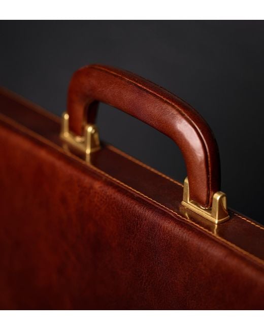 Time Resistance Red Leather Attaché Case Briefcase
