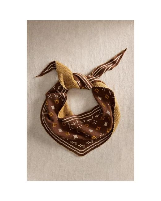 Saachi Brown Foulard Knit Triangle Scarf