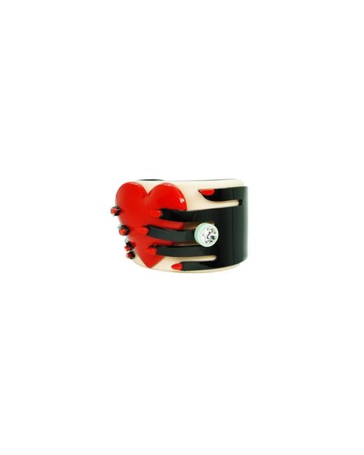 Gissa Bicalho Black Acrylic Handmade Bracelet Hands & Heart & Rose