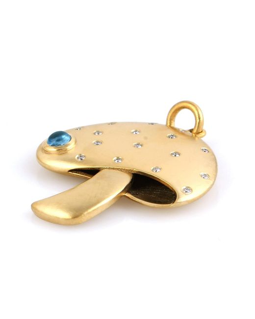 Artisan Metallic Diamond & Mushroom Pendant