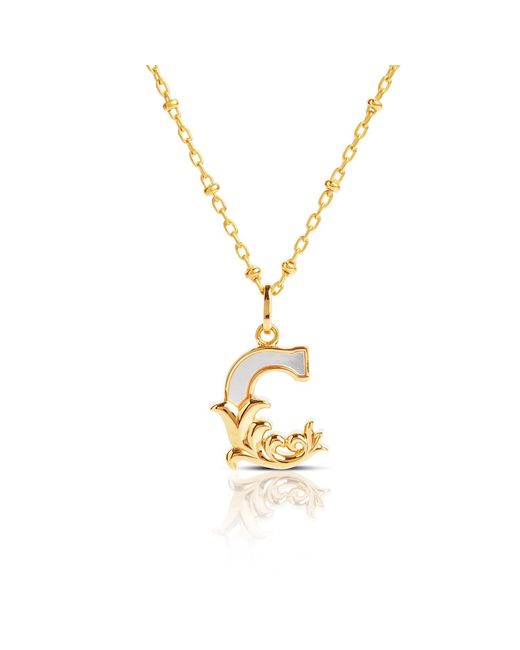 Kasun Metallic Plated C Initial Necklace With Mother Of Pearl