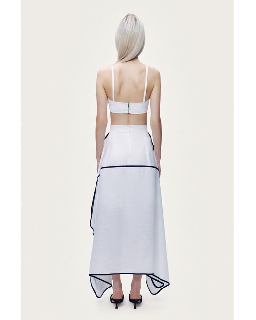Nocturne Metallic Contrast Trim Asymmetric Hem Skirt