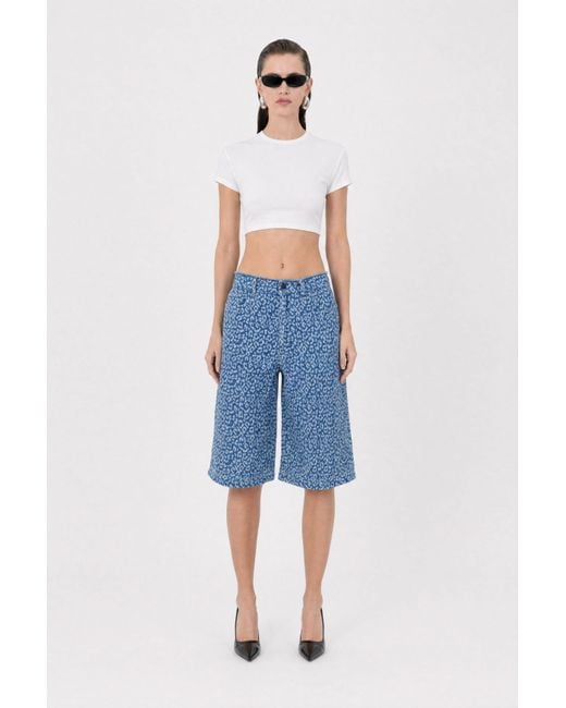 mysimplicated Blue Leopard Denim Bermuda Shorts W