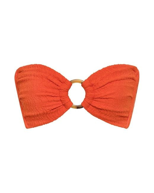 Montce Red Tangerine Tori Ties Bandeau Bikini Top