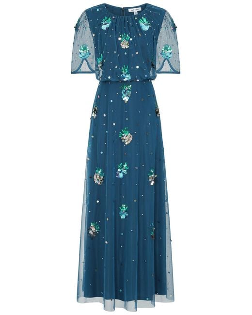 Frock and Frill Blue Juniper Embellished Maxi Dress